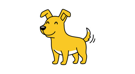 Obraz premium Delightful cheerful golden dog character illustration wagging its tail with positive emotion and