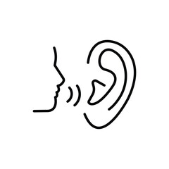 Whisper line icon. Audio message sign. Hearing symbol. Minimal line illustration background. Whisper line icon pattern banner. White web template concept. Vector