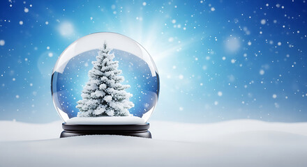 Classic Christmas Snow Globe with Snowy Tree Decoration