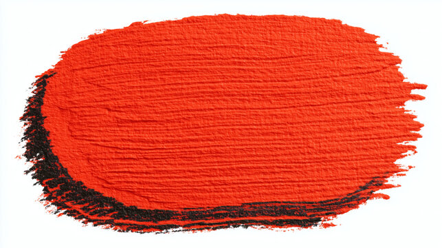 Vibrant textured red paint stroke with bold black edge on white background artistic abstract element