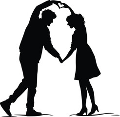 Man and woman couple lovers silhouette, Black Vector illustration