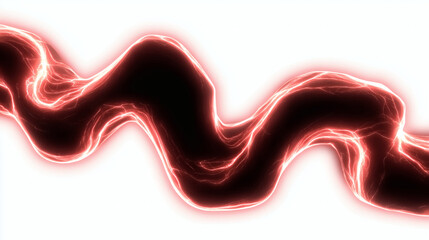 Dynamic red energy wave crackling with power symbolizing innovation and intense force on a white background