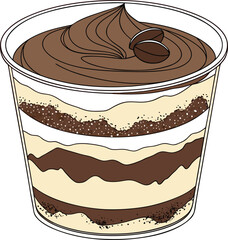 Delicious tiramisu dessert in a cup