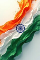 Waving indian flag with saffron white and green colors and ashoka chakra