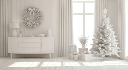 monochromatic white christmas interior design