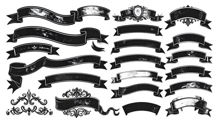 Black & white ornate ribbons & banners
