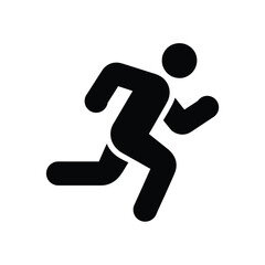 Simple silhouette icon of a person running in motion
