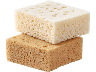 Set of natural biodegradable sponges isolated on transparent background, representing eco-friendly cleaning and sustainable living.
