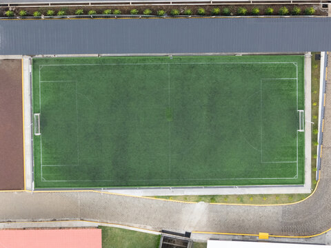 Empty mini soccer green field