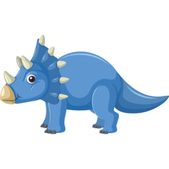 Blue Triceratops Dinosaur Pixel Art Style Cute Cartoon Illustration Simple Vector Graphic