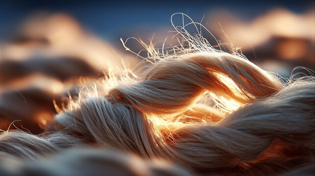 A thick rope of light fibers is illuminated by warm sunset light, creating a soft feeling of warmth.
 - Powered by Adobe