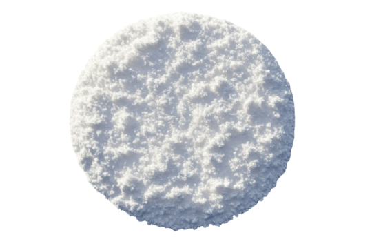 Snow circle pattern ultra realistic high resolution overhead on transparent background