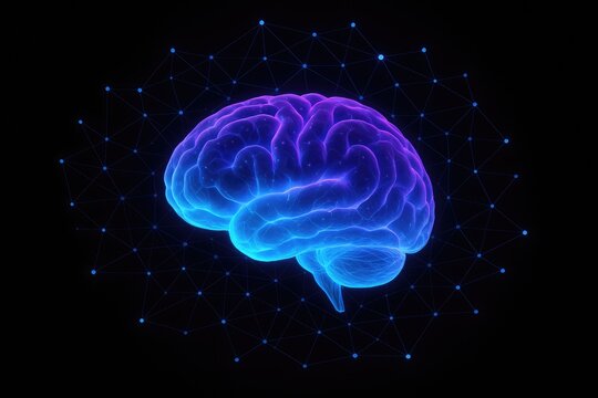 Glowing human brain with neural network connections, mind science, artificial intelligence, knowledge - Powered by Adobe