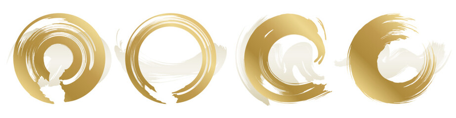 筆で書いた円形のベクター素材。正月にぴったりな高級感。