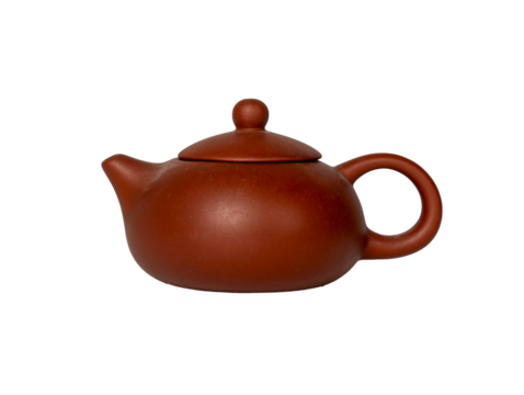 Chinese teapot. Red clay ceramic pot with handle and lid, traditional Asian design for serving hot - Powered by Adobe