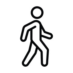 Simple outline icon of a person walking forward on a white background