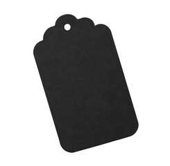 Black tag label. Blank cardboard price badge for fashion and clothing, retail sale, shopping
