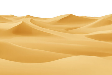 Desert landscape with golden sand dunes under clear sky, smooth texture, tranquil and vast environment, natural beauty, arid climate, peaceful and serene scene