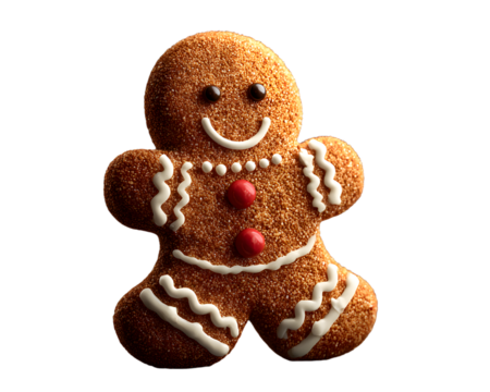 Traditional Christmas cookie - gingerbread man, isolated on transparent background, Generative AI - Powered by Adobe