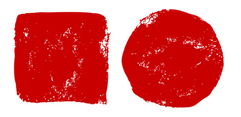 赤い落款のセット。ベクターのスタンプ素材。