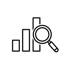 Bar Graph and Magnifying Glass Line Drawing