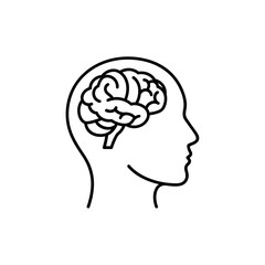 Head Profile with Brain linear icon