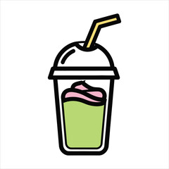 Milkshake Cup Vector Art Illustration