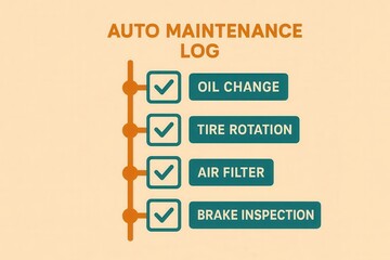 Auto maintenance log infographic timeline clipart for vehicle care management