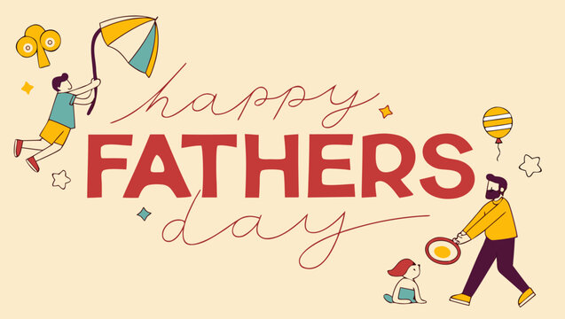 Minimal single-line lettering “Happy Father’s Day”, continuous stroke style, simple monochrome theme, clean and modern aesthetic