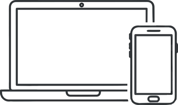 Vector Icon Illustration Material Laptop and cel phone.