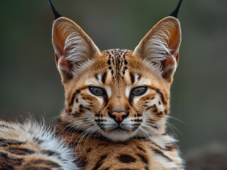 Close-up portrait of wild ocelot cat in natural habitat