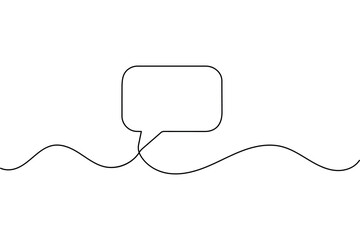 Minimalist speech bubble continuous one line art on white background illustration
