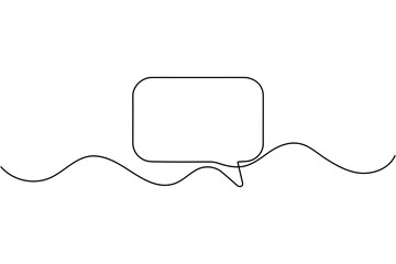 Minimalist speech bubble continuous one line art on white background illustration
