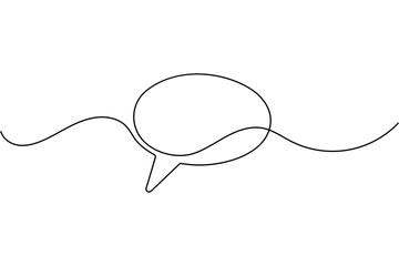 Minimalist speech bubble continuous one line art on white background illustration
