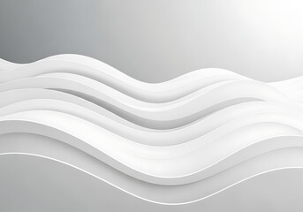 Abstract 3d render of flowing, layered white waves with soft shadows, creating a clean, modern, and dynamic visual with a subtle gradient background