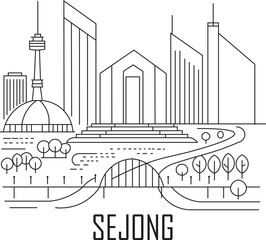 Sejong City Line Draw Simple Minimalist