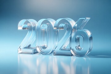Clear and elegant 3D numbers 2026 with soft lighting and textured background showcasing a stylish and modern design ideal for New Year celebrations or event themes