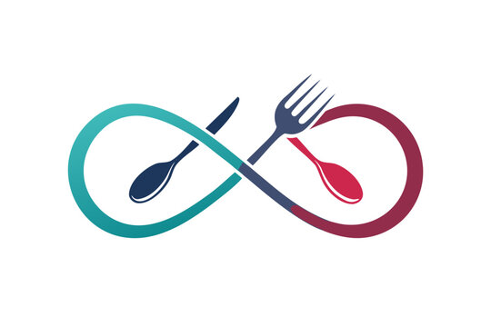 Vector illustration of a dinner plate with a fork and spoon, isolated metal cutlery symbols for restaurant menu design - Powered by Adobe