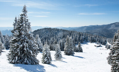 Obraz premium Ski resort Pamporovo in the Rhodopes mountains in Bulgaria