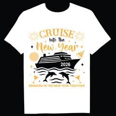Cruise into the new year 2026, a festive celebration with a ship sailing towards new beginnings and joyful memories