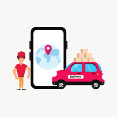 Delivery Service Illustration with Courier and Packages