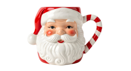 Festive Santa Claus Mug with Candy Cane Handle for Christmas Cheer