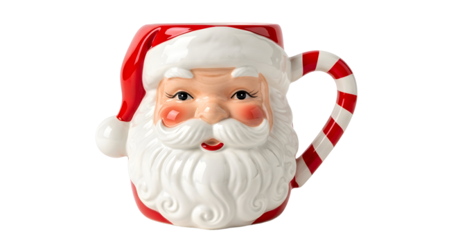 Festive Santa Claus Mug with Candy Cane Handle for Christmas Cheer