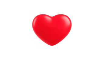 Red heart love symbol glossy surface isolated on transparent background romantic passion affection happiness 3D illustration cheerful mood