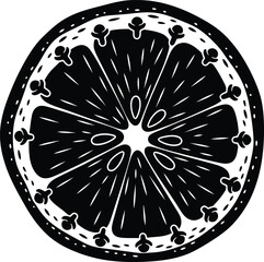Monochrome Citrus Slice Vector Illustration for Graphic Design and Food Themed Projects