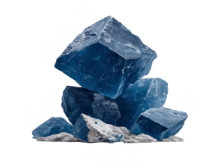 Blue mineral crystal rough stone natural gemstone raw mineral geology specimen cubic shape vibrant blue textured surface isolated mineral collection evokes calmness