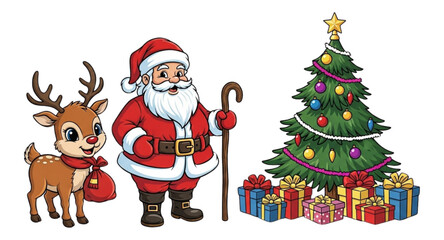 santa claus with reindeer