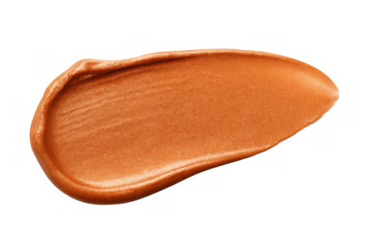 Bronze cosmetic creamy texture swatch on transparent background. Makeup foundation smear, beauty product stroke, or concealer sample