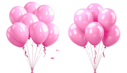  1. Pink Balloons Party Decoration,2. Floating Pink Helium Balloons Set, isolated on transparent background isolated on transparent background