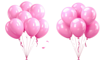  1. Pink Balloons Party Decoration,2. Floating Pink Helium Balloons Set, isolated on transparent background isolated on transparent background